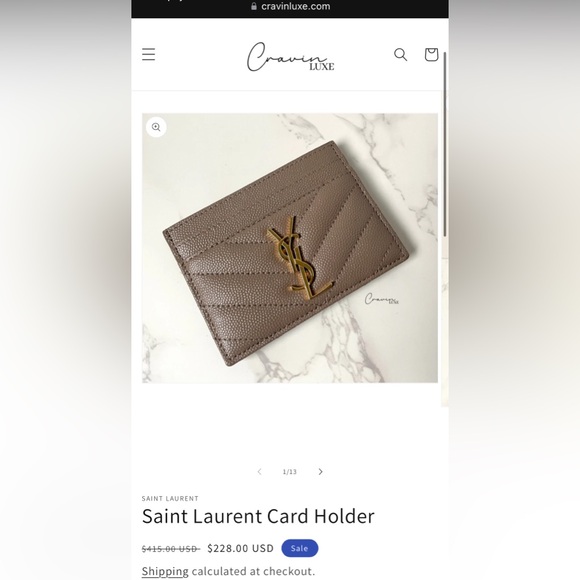 Saint Laurent YSL Card Holder Dusty Beige Grain de Poudre - Picture 16 of 16